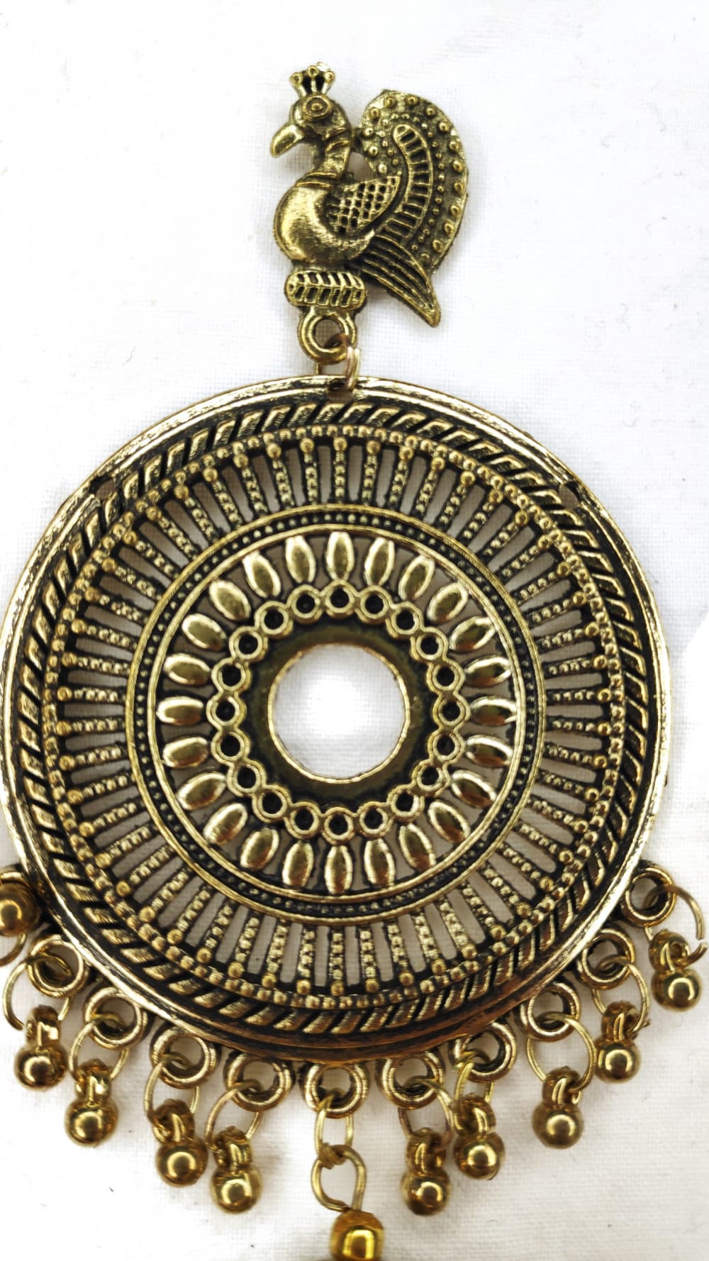 Golden Women's Long Golden Oxidized Earring