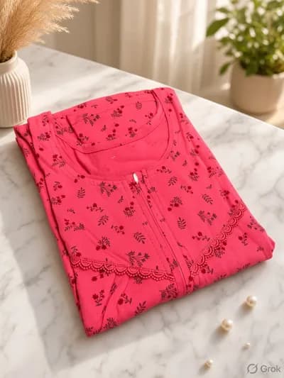 Fuchsia Pink Modal Fabric Nighty for Women 