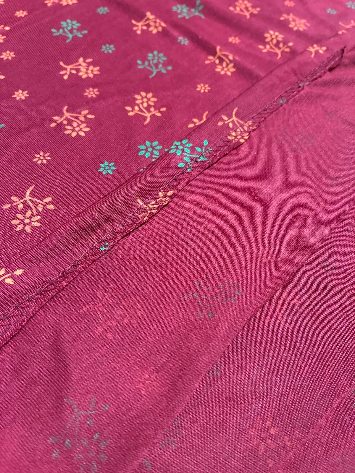 Burgundy Women’s Floral Printed Soft Nightgown with Lace & Front Zip