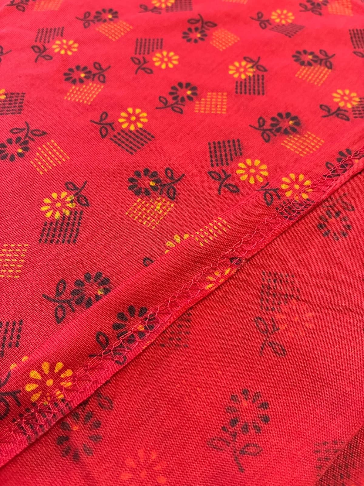 Red Women’s Floral Printed Soft Nightgown with Lace & Front Zip