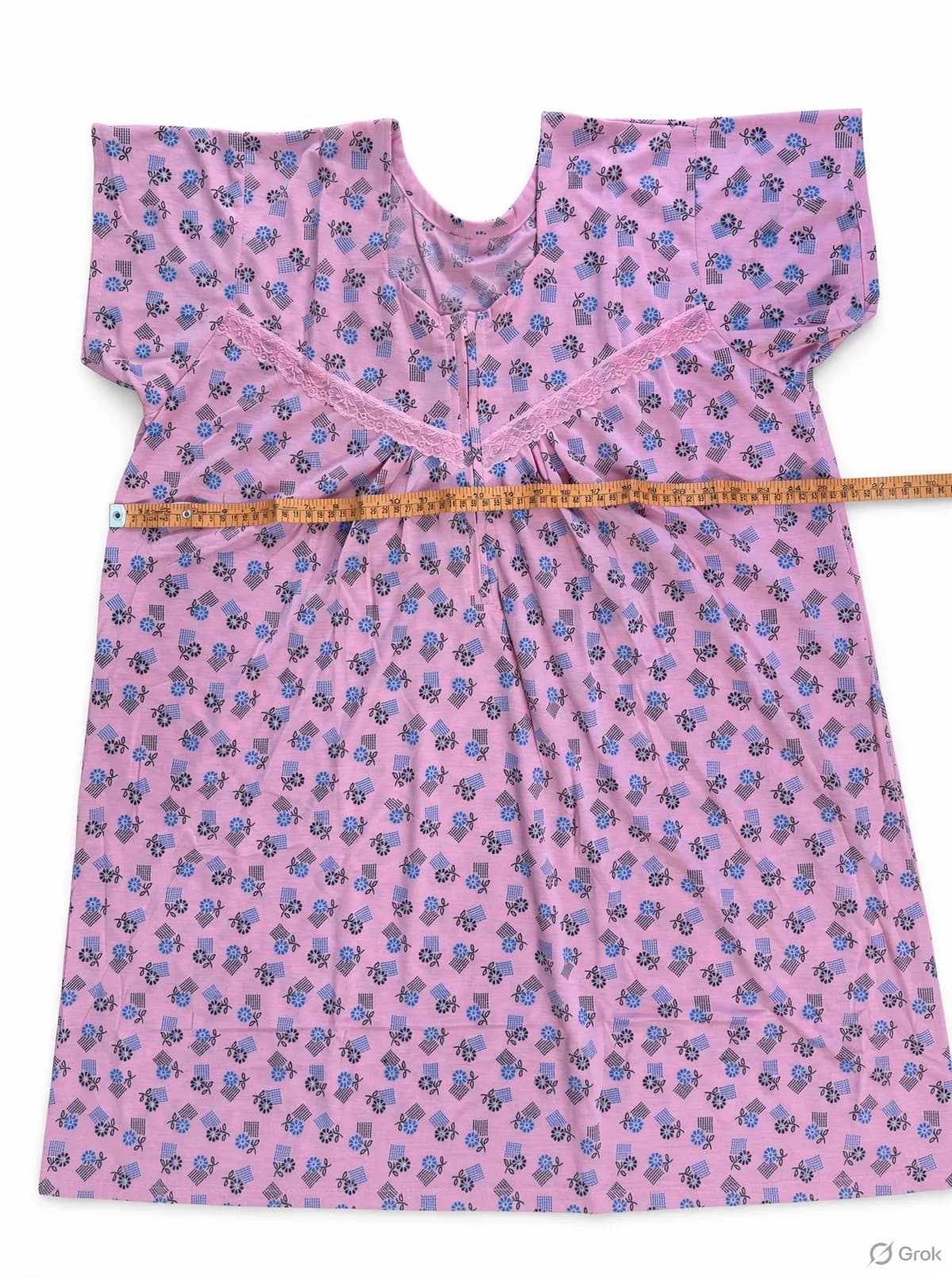Light Pink Women’s Floral Printed Soft Nightgown with Lace & Front Zip