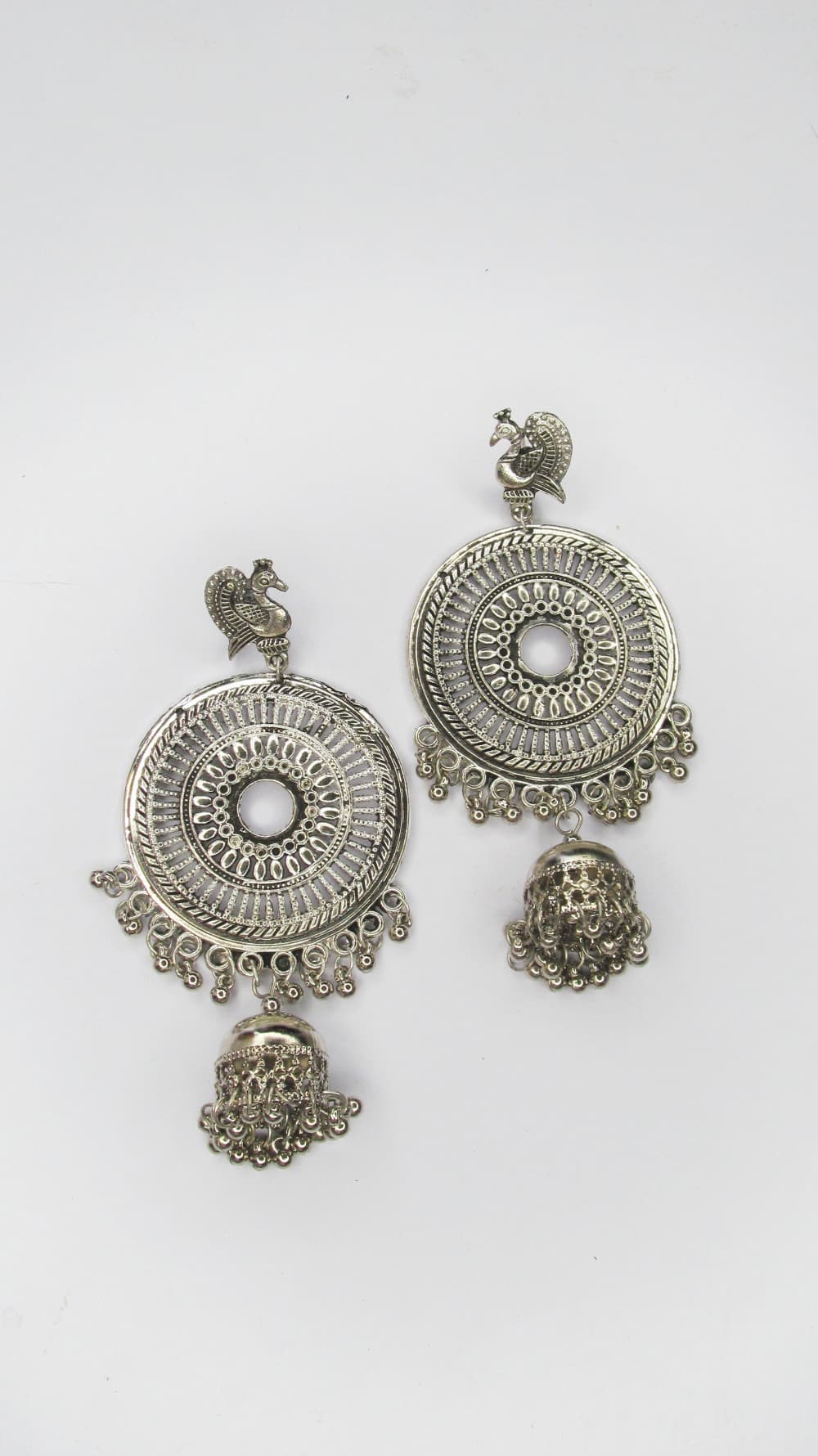 Silver Women's Long Silver Oxidized earring