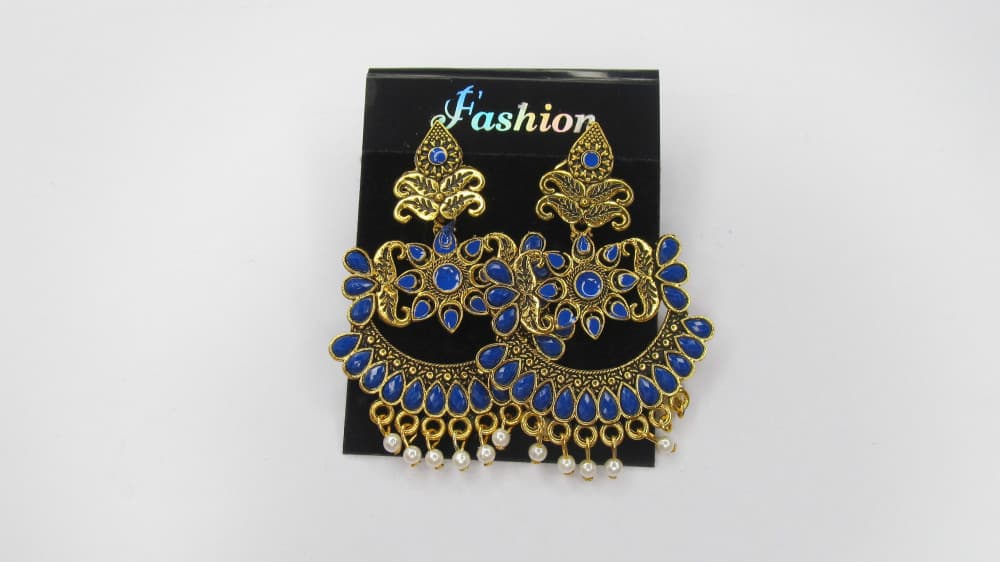 Blue Women's Party wear Golden Earring
