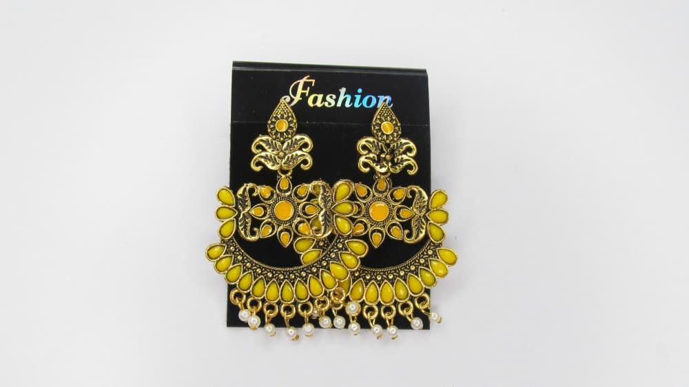Yellow Women's Party wear Golden Earring