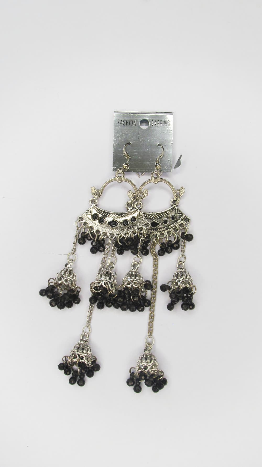Black Women's Silver Oxidised Earring