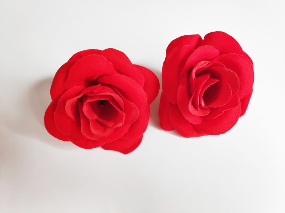Red Women's Red Velvet Fabric Rose Hair Clip
