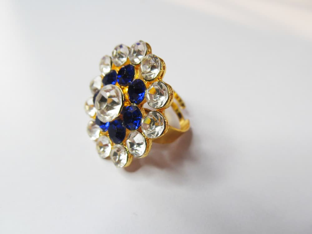 Royal Blue Women's Gold Plated Diamond Cocktail Ring