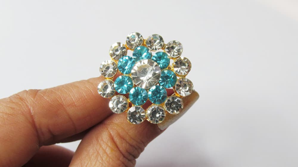 Light blue Women's Gold Plated Diamond Cocktail Ring