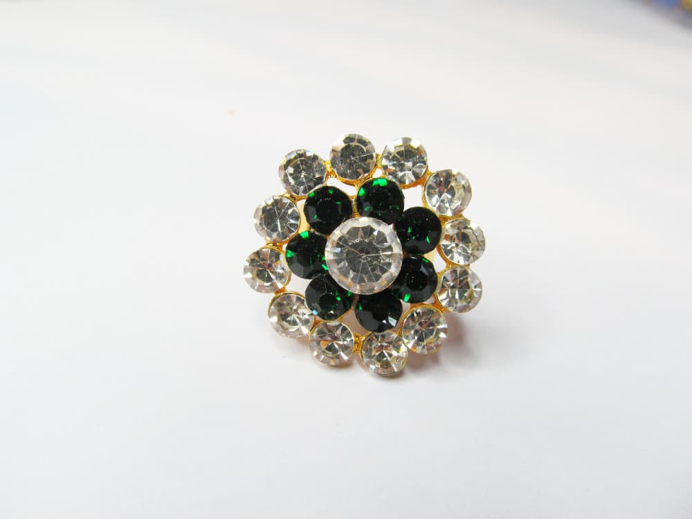 Dark Green Women's Gold Plated Diamond Cocktail Ring