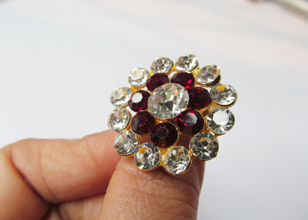 Maroon Women's Gold Plated Diamond Cocktail Ring