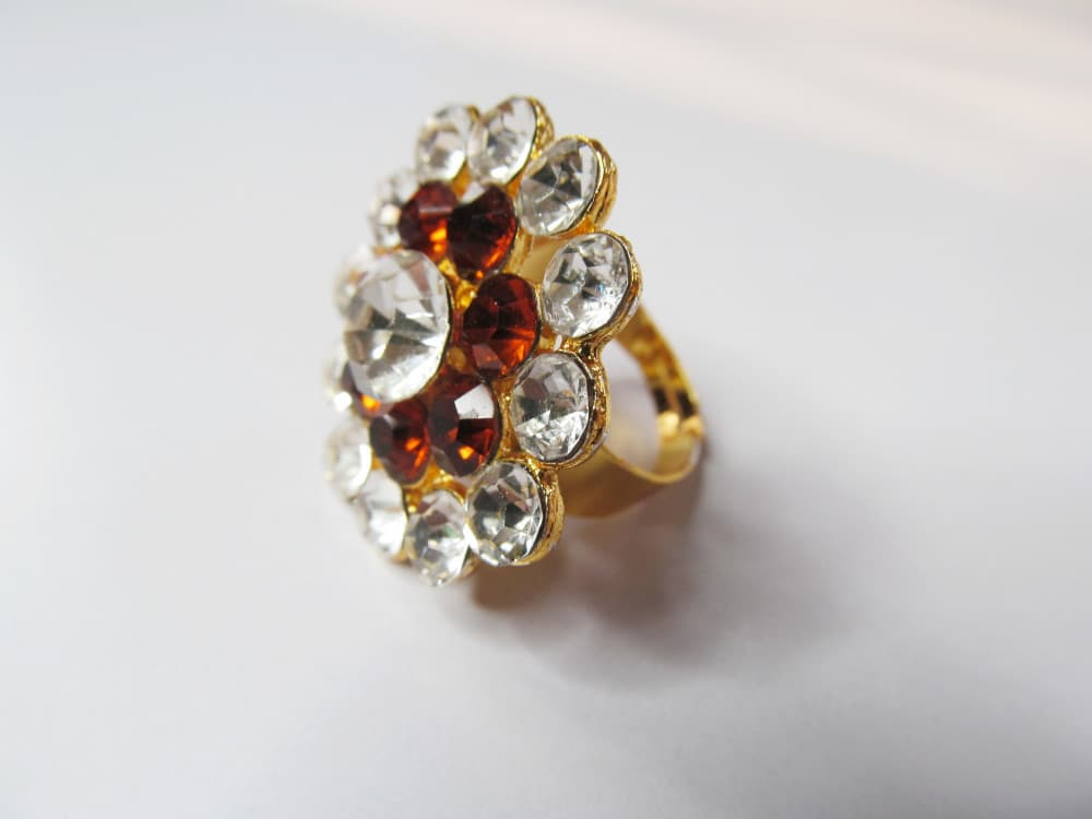 Golden Women's Gold Plated Diamond Cocktail Ring