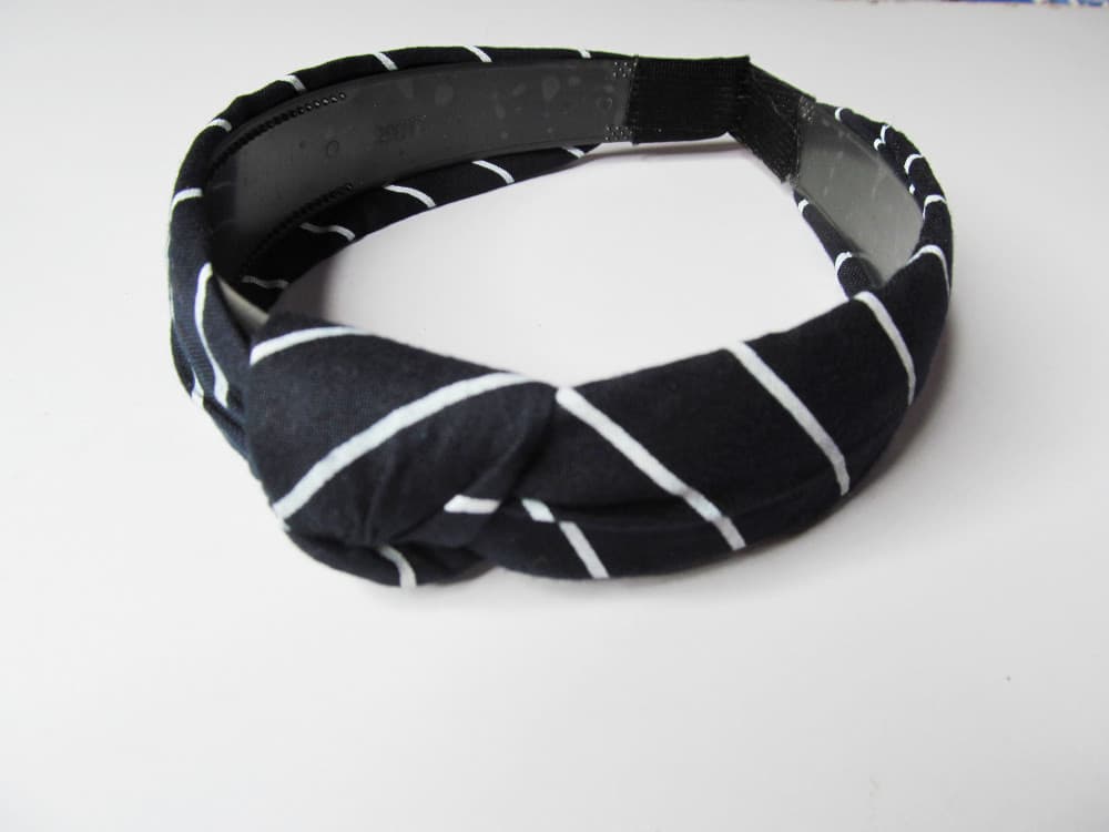 Black Hair Accessories Korean Style Solid Fabric Knot with Tape Plastic Hairband Headband for Girls