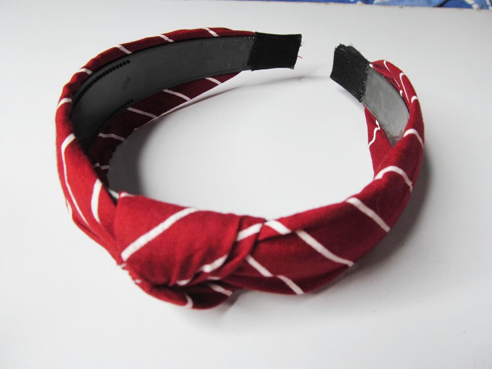 Maroon Hair Accessories Korean Style Solid Fabric Knot with Tape Plastic Hairband Headband for Girls