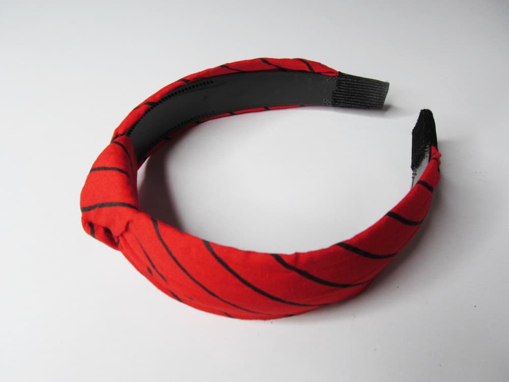 Red Hair Accessories Korean Style Solid Fabric Knot with Tape Plastic Hairband Headband for Girls