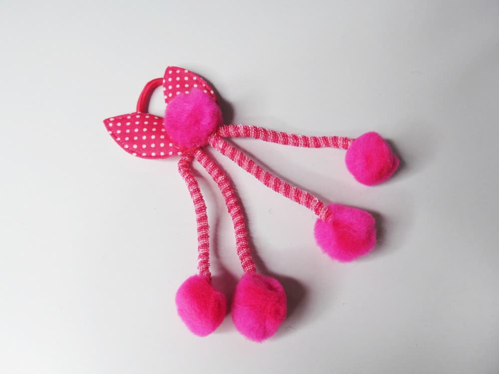 Fuchsia Pink Girl's Rabbit Ear Hair Tie Rubber Bands Style Ponytail Holder