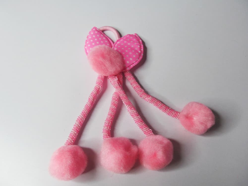Pink Girl's Rabbit Ear Hair Tie Rubber Bands Style Ponytail Holder