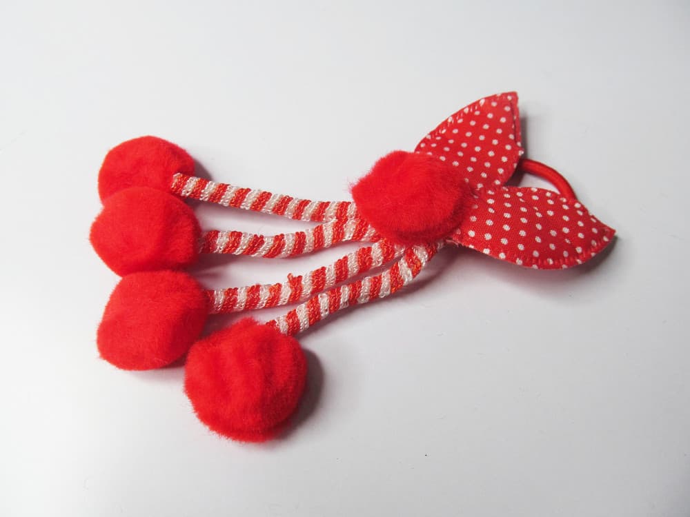 Red Girl's Rabbit Ear Hair Tie Rubber Bands Style Ponytail Holder