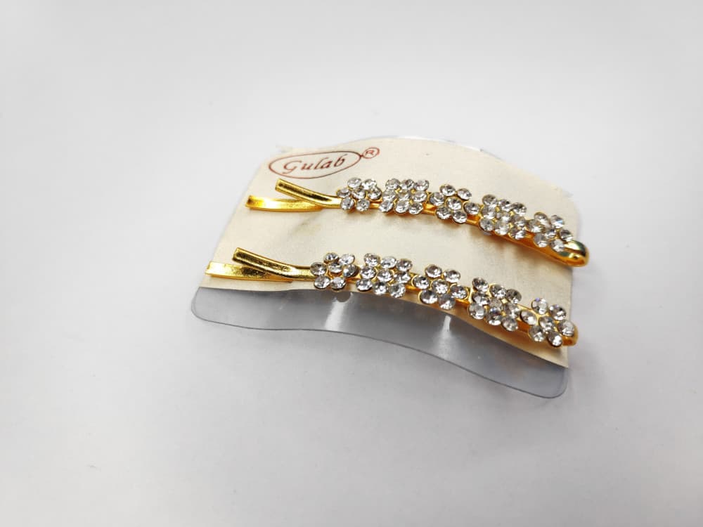 Golden Fancy Diamond Hair Clips/Pins for Girls/Ladies