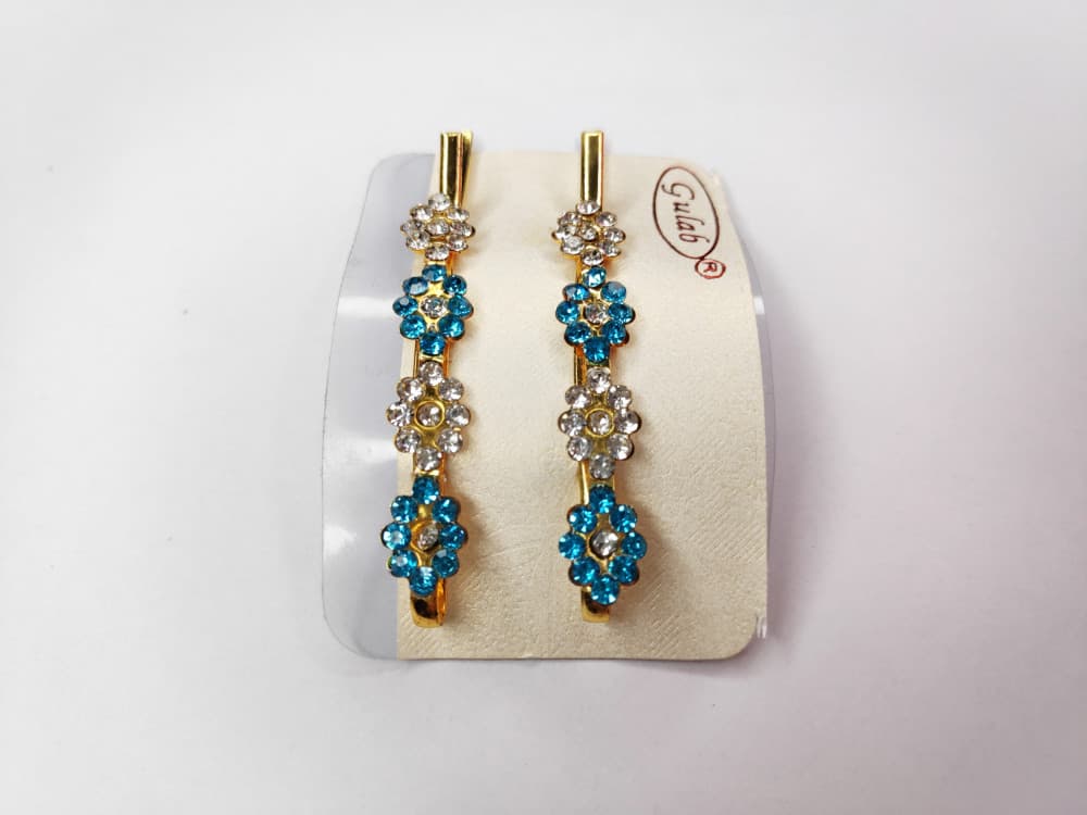 Blue Party wear hair Clips Diamond Bobby Pins