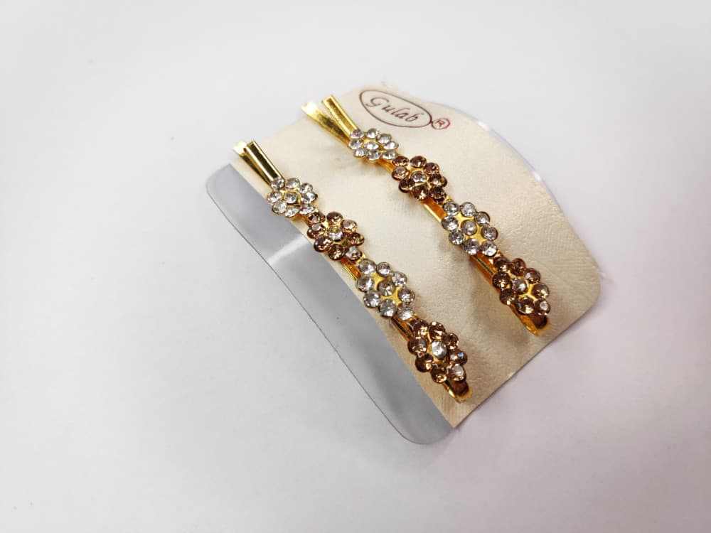 Golden Party wear hair Clips Diamond Bobby Pins
