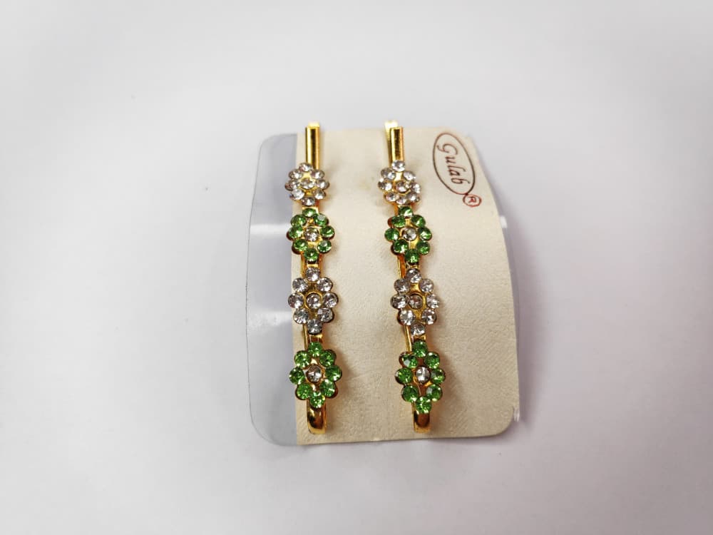 Green Party wear hair Clips Diamond Bobby Pins