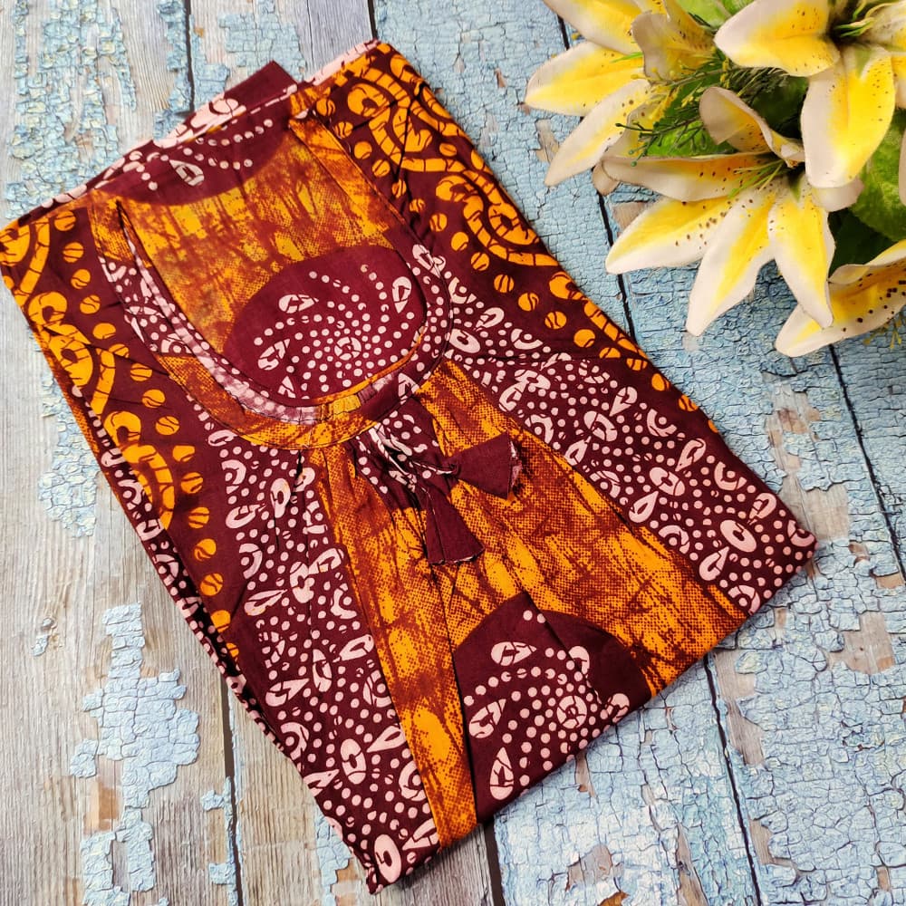Maroon Cotton Printed Nighty for women