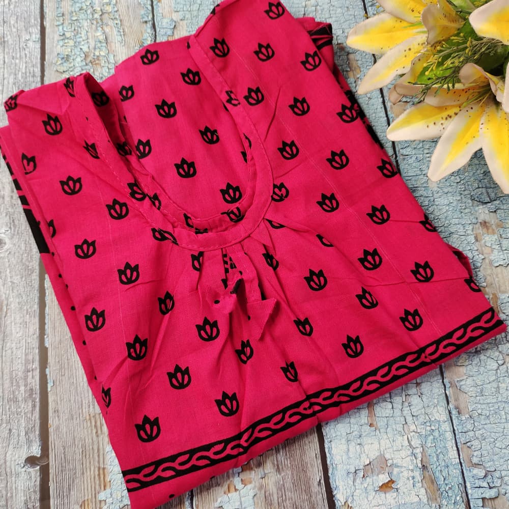 Magenta Cotton Printed Nighty for women