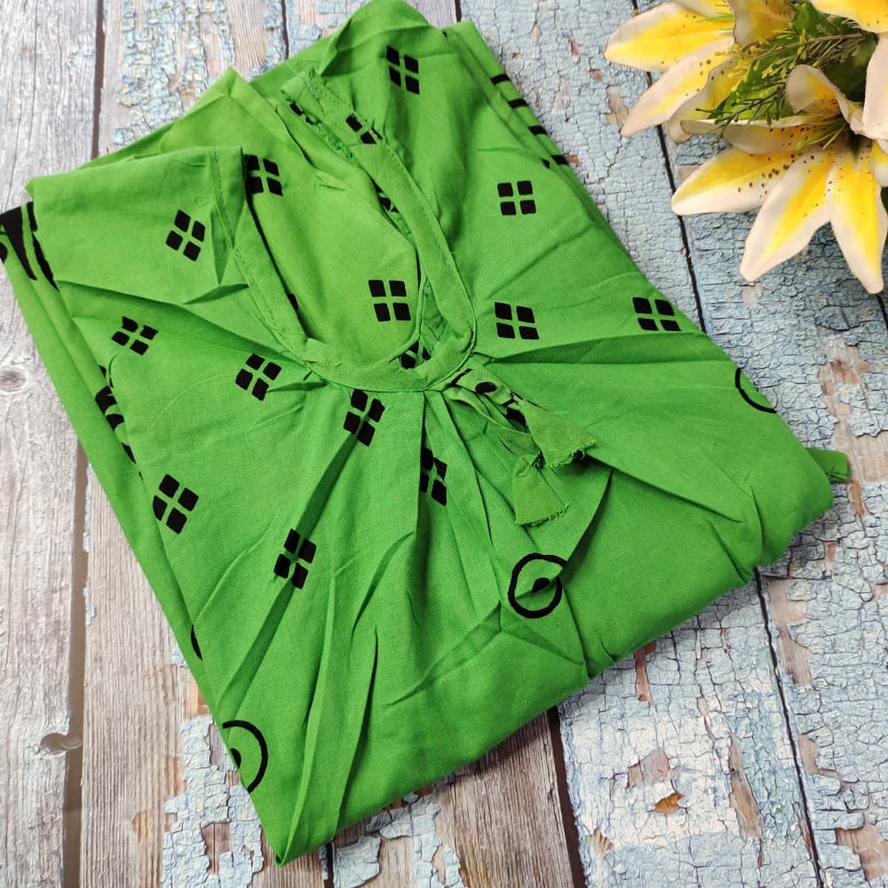 Bright Green (Dhani) Cotton Printed Nighty for women