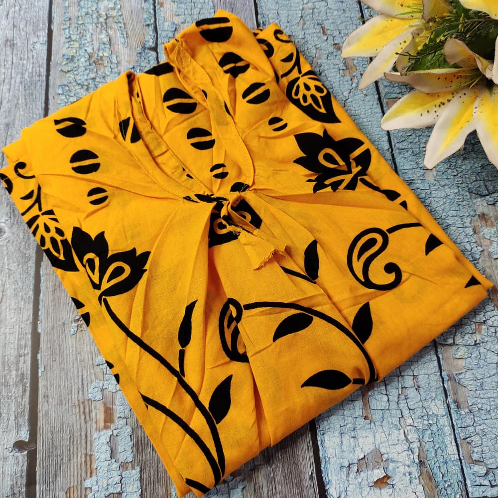 Yellow Cotton Printed Nighty for women