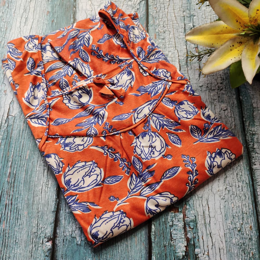 Orange Hosiery cotton Printed Nighty for Ladies