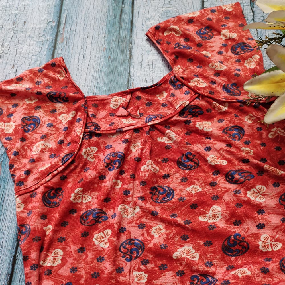 Indian Red Hosiery cotton Printed Nighty for Ladies