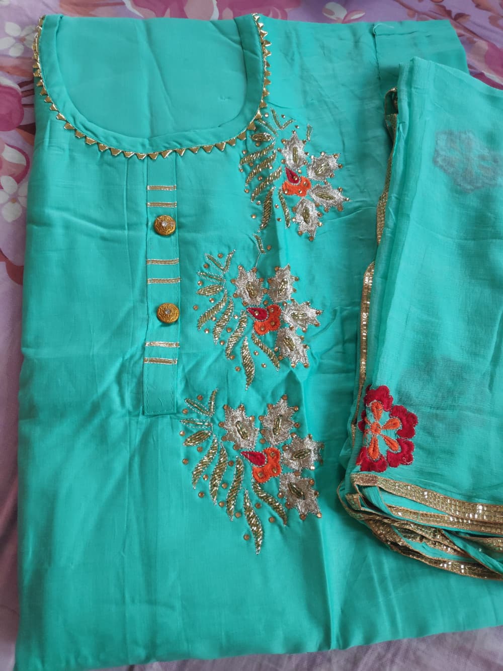 Greenish Blue Boutique Style Party Wear Suit
