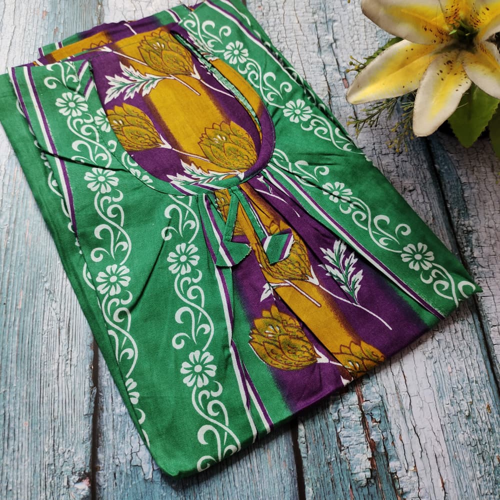 Green Multicolour Cotton Printed Nighty for women
