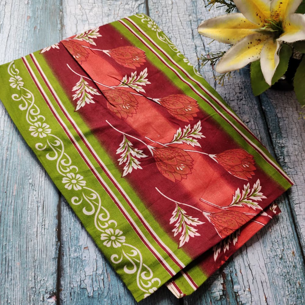 Light Green Multicolour Cotton Printed Nighty for women