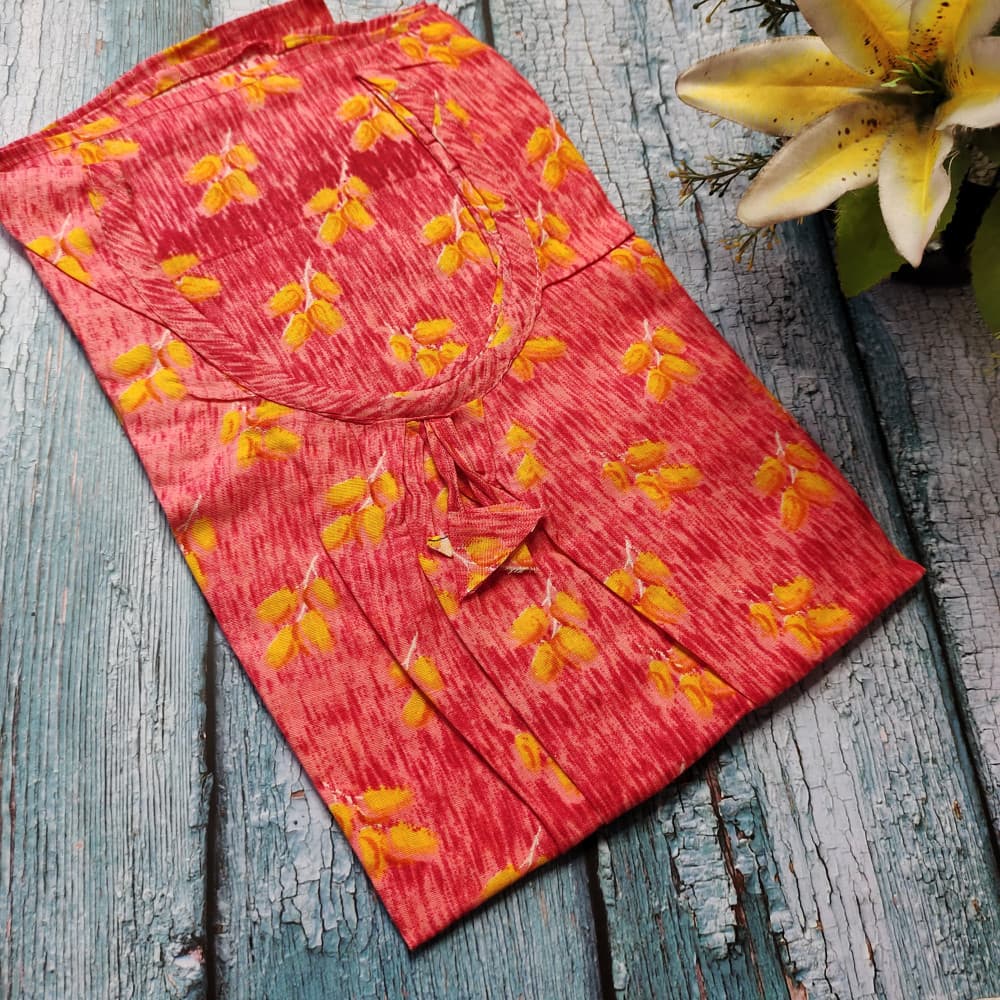 Peach Leaf design Cotton Printed Nighty for women