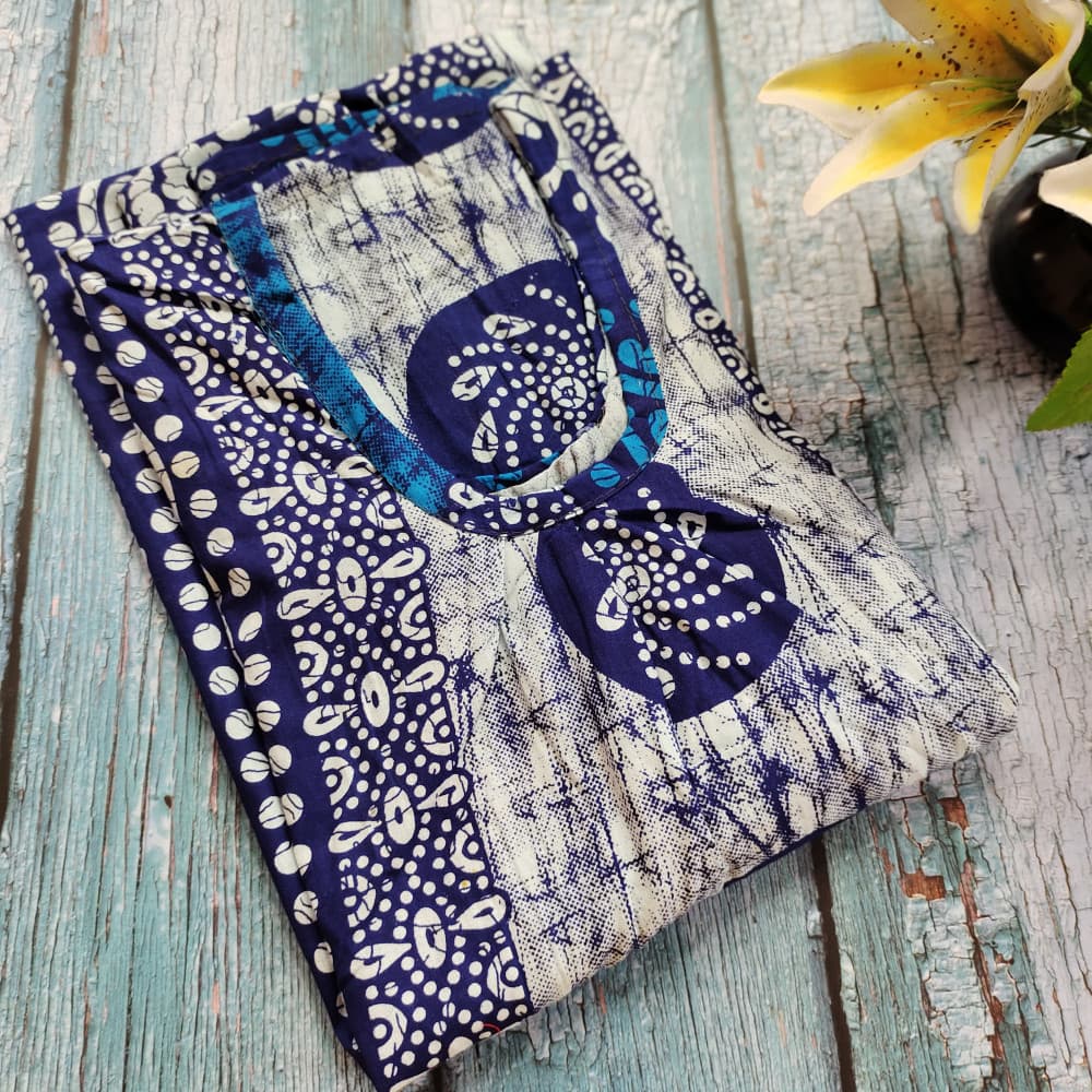 Blue Batik Cotton Printed Nighty for women