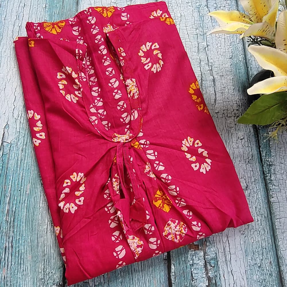 Magenta Batik Cotton Printed Nighty for women
