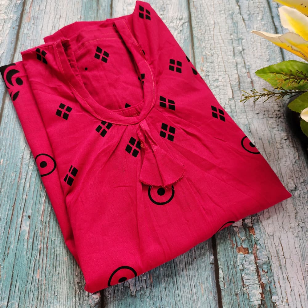Magenta Cotton Printed Nighty for women