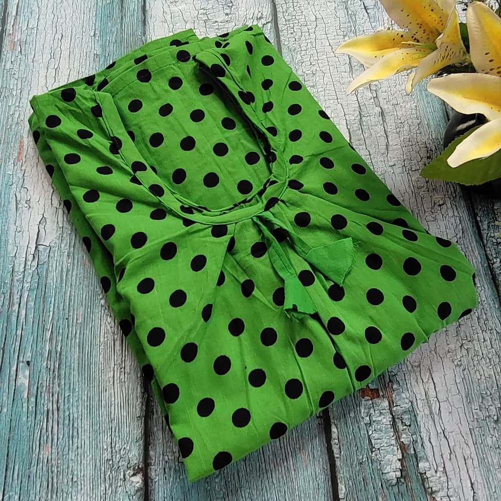 Green Cotton Printed Nighty for women