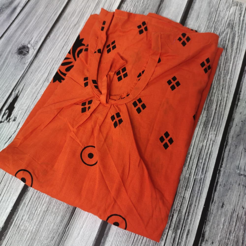 Orange Cotton Printed Nighty for women