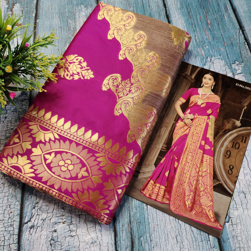 Fuchsia Pink New Pallu Pattern Latest Design Silk Saree