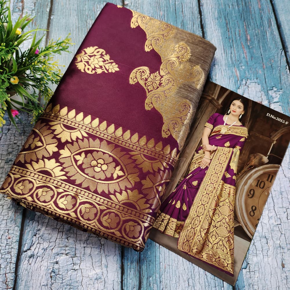 Purple New Pallu Pattern Latest Design Silk Saree