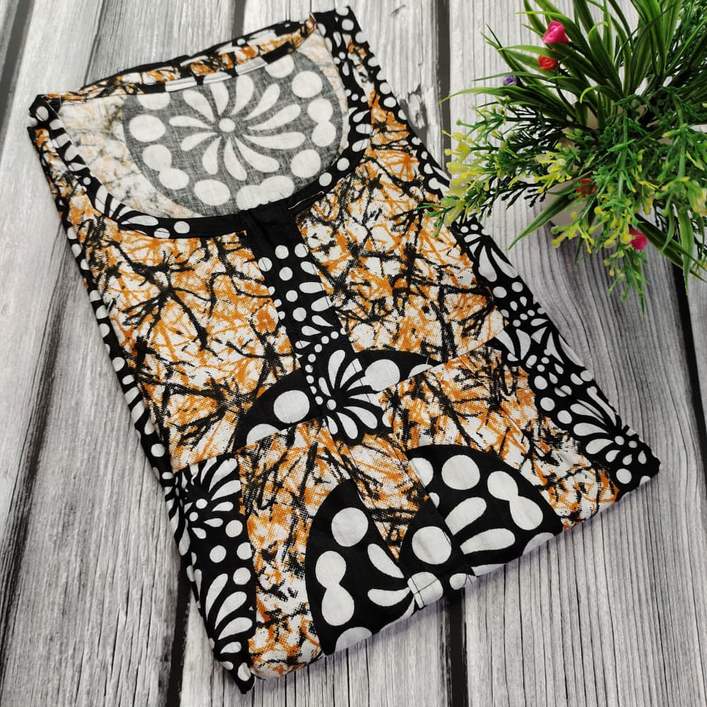 Black New Batik Print Cotton Nighty for Ladies