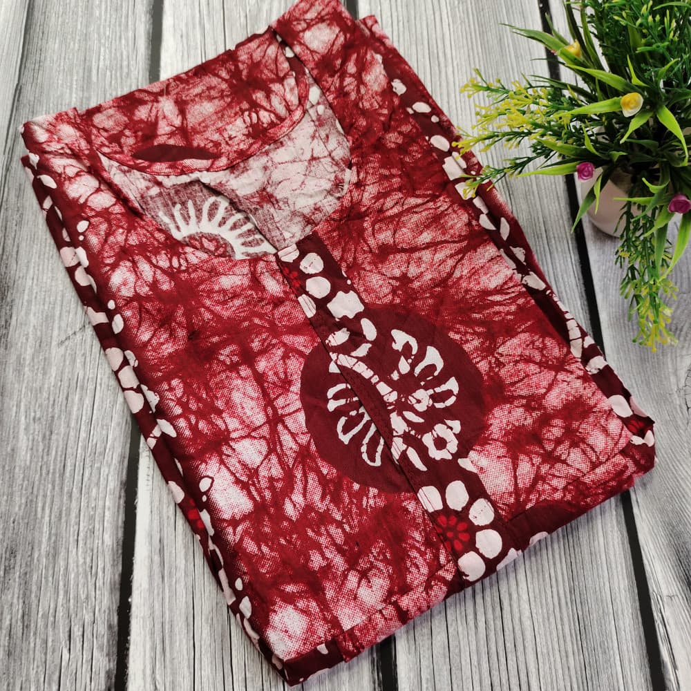 Coke colour XL Size Cotton Batik Print Night Gown