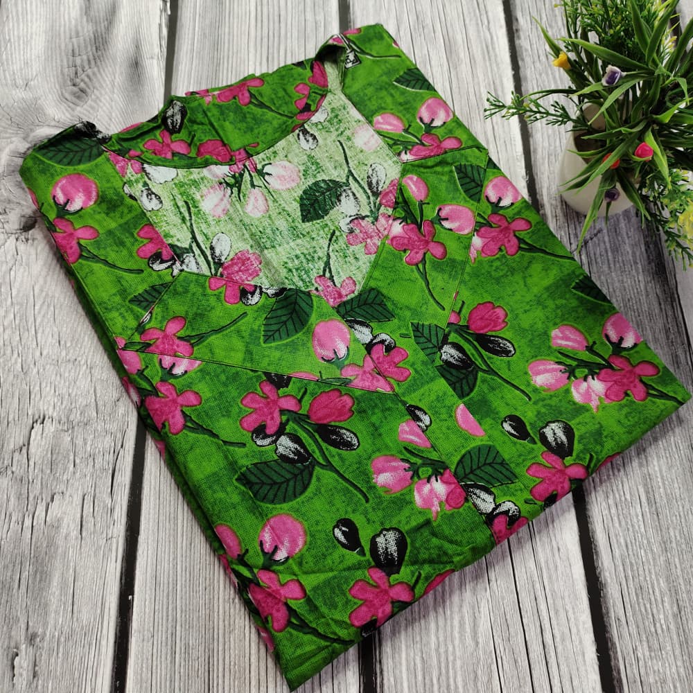 Green Cotton Printed Nighty for Ladies