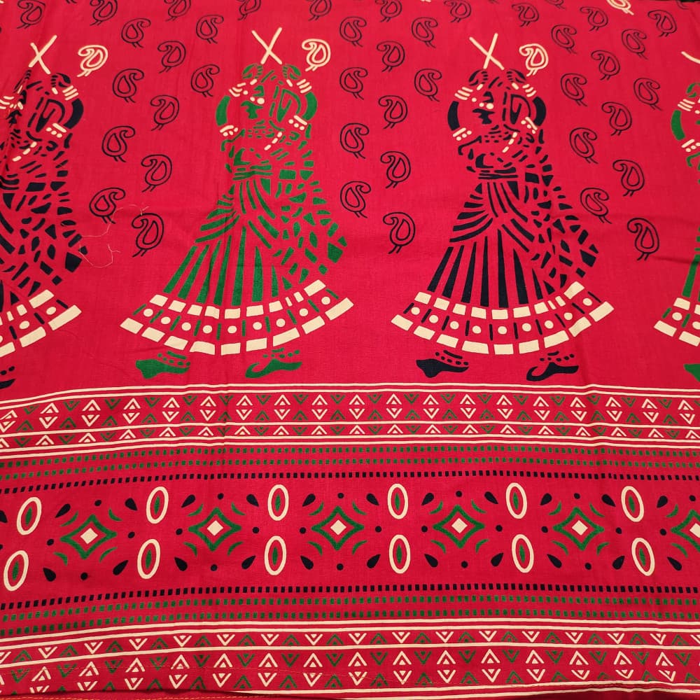 Red Gujri Print Pure Cotton Nighty for Ladies