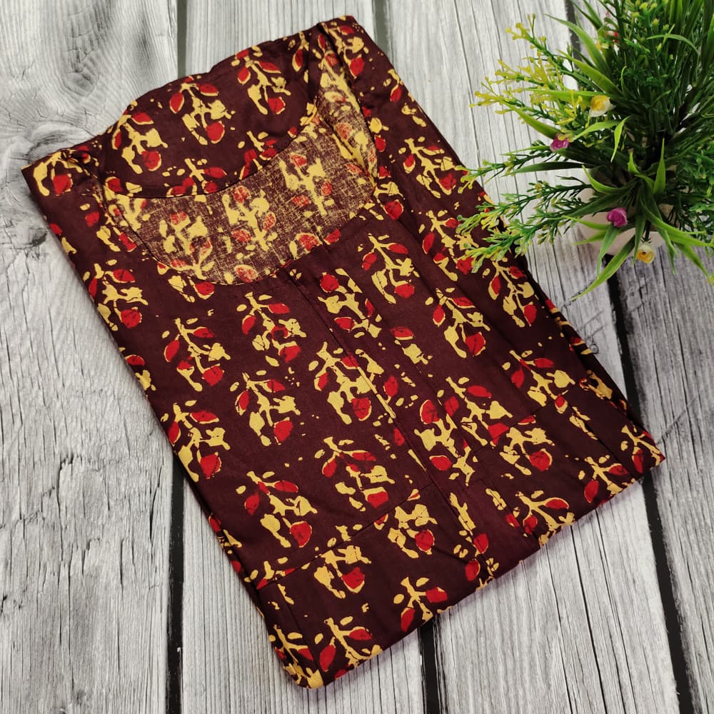 Coke colour Cotton Printed Nighty for Ladies