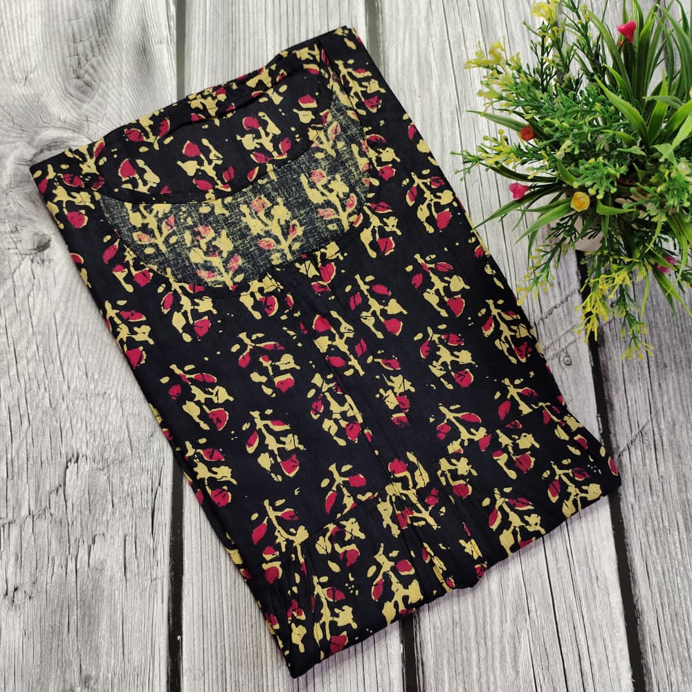 Black Cotton Printed Nighty for Ladies