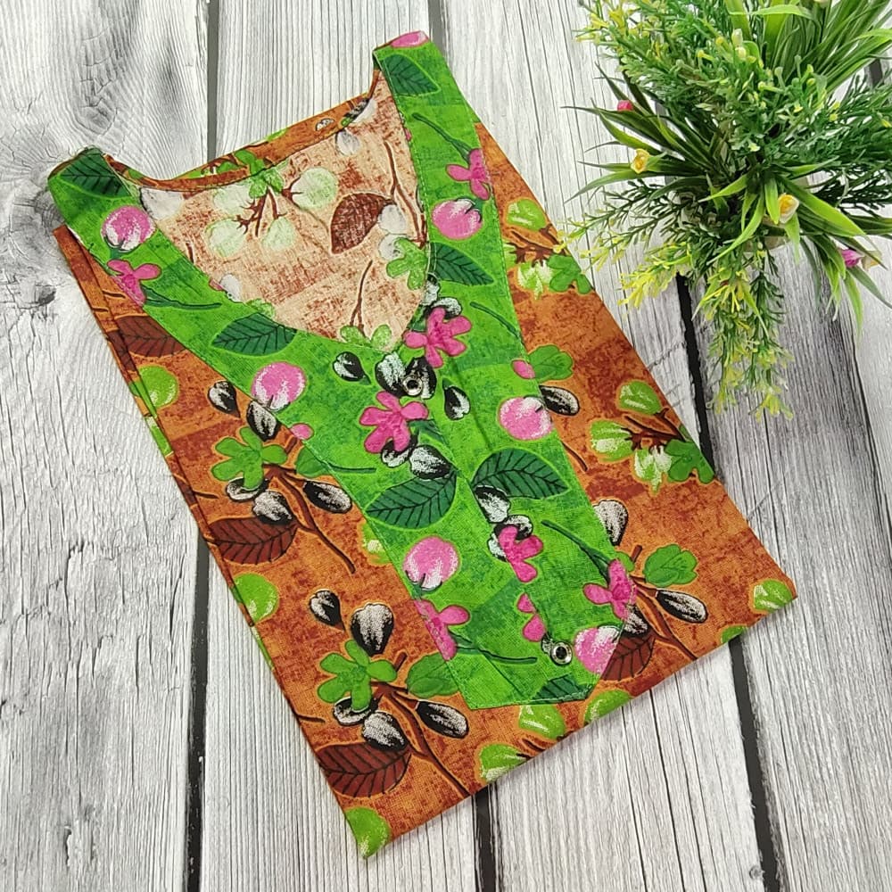 Brown Cotton Printed Nighty for Ladies