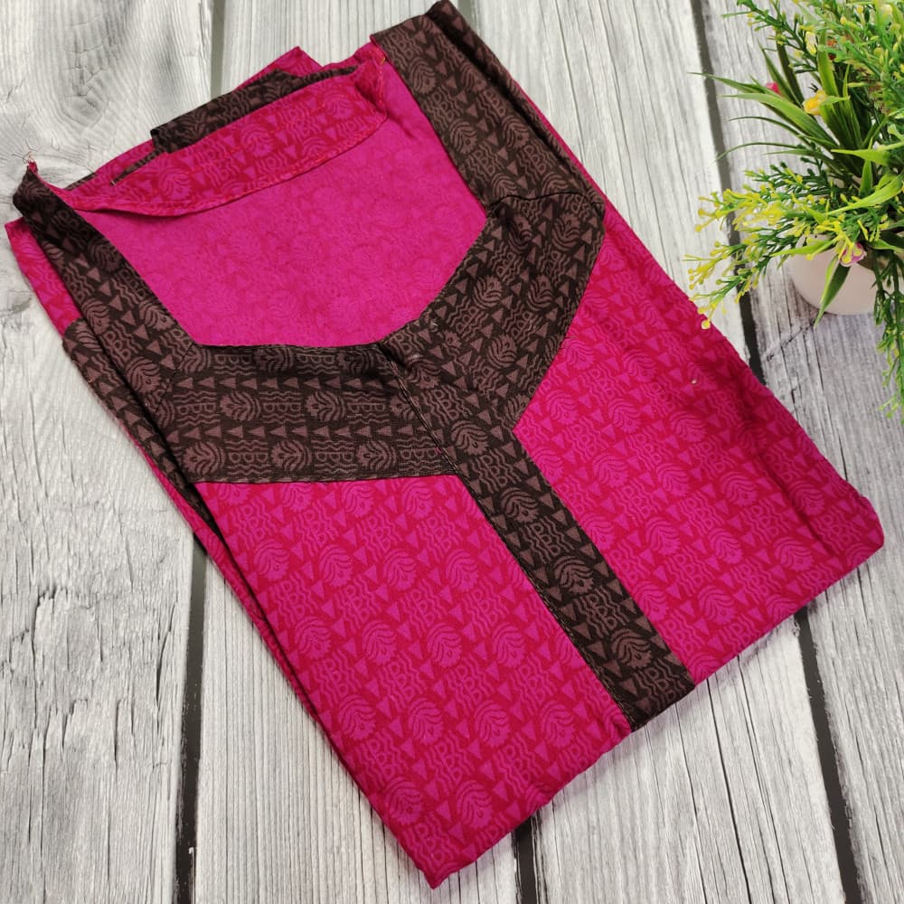 Magenta Cotton Printed Nighty for Ladies